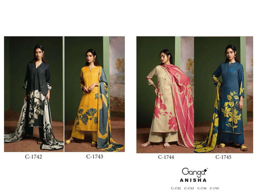 Anisha Ganga Silk Plazzo Style Suits Wholesaler