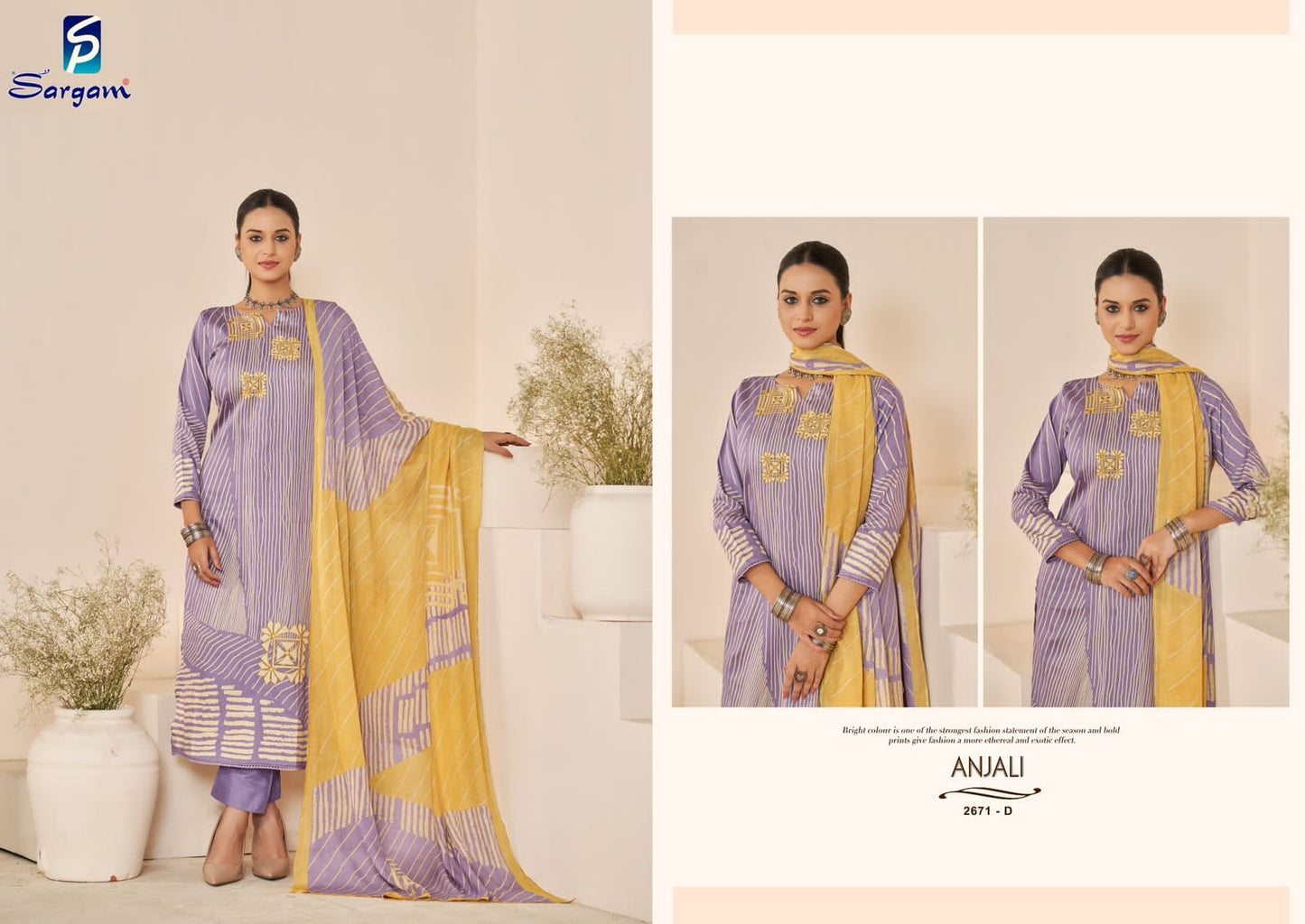 Anjali Sargam Prints Pure Jam Pant Style Suits Wholesale Price