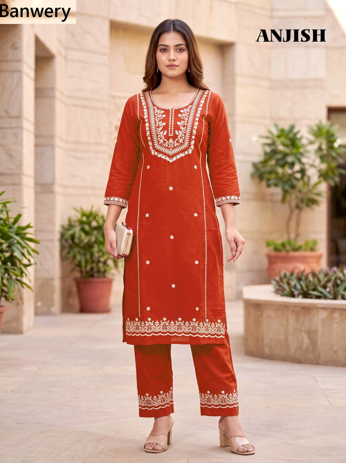 Anjish Plus Size Banwery South Cotton Kurti Pant Set Manufacturer Gujarat