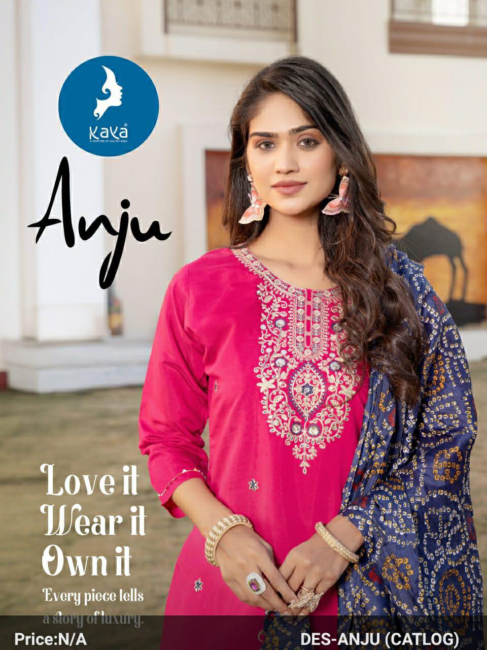 Anju Kaya Roman Silk Readymade Pant Style Suits Wholesale Price