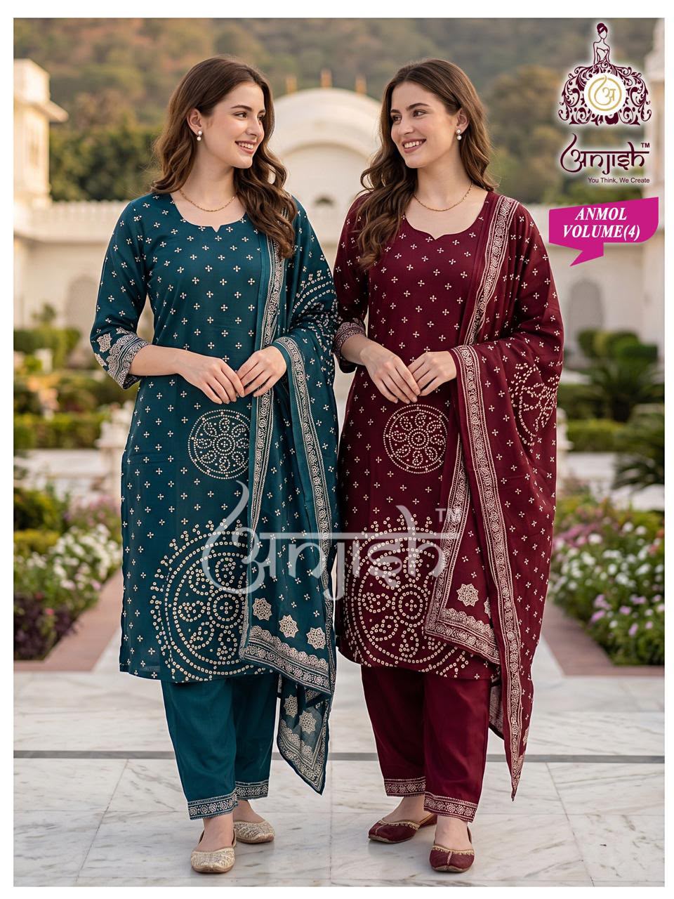 Anmol Anjish Reyon Readymade Pant Style Suits Wholesaler Ahmedabad