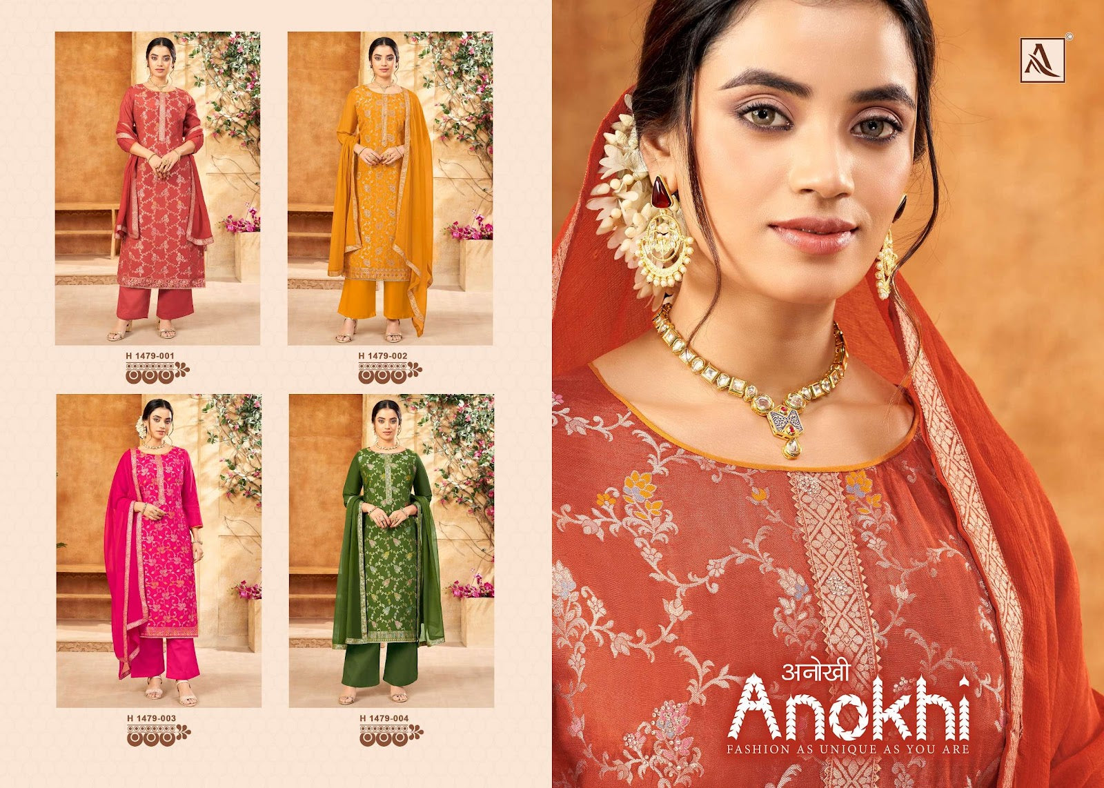 Anokhi Alok Jacquard Plazzo Style Suits Wholesale Price
