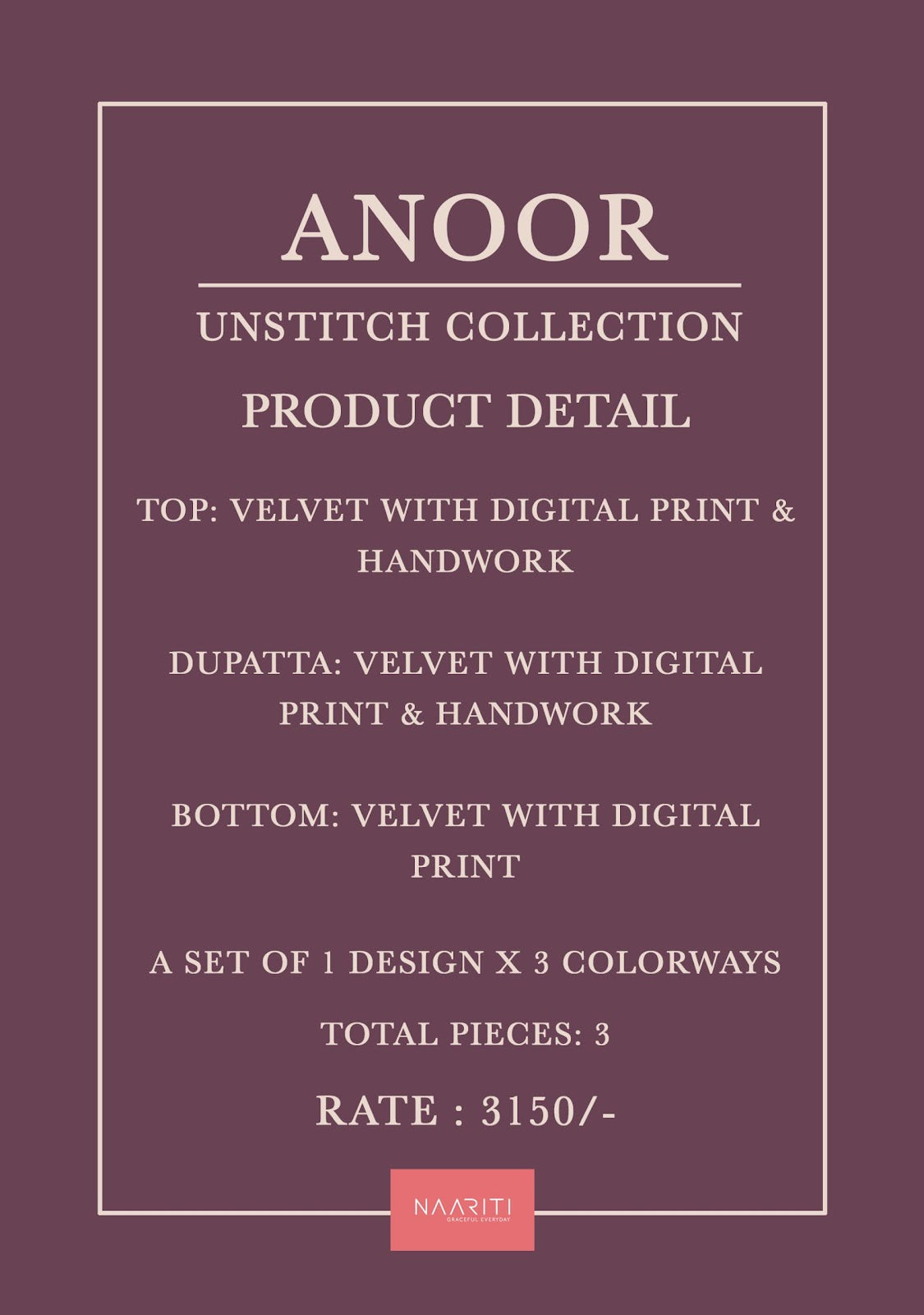Anoor Naariti Velvet Suits Supplier Ahmedabad