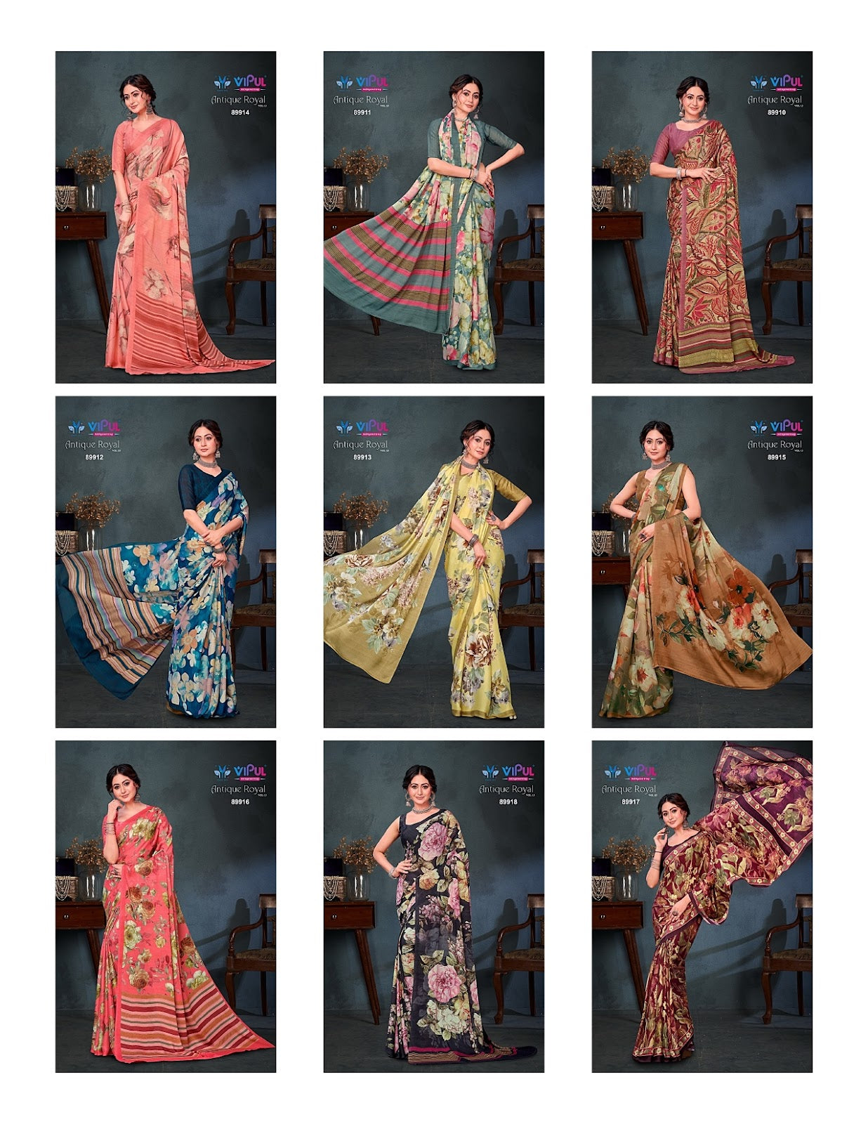 Antique Royal Vol 13 Vipul Satin Sarees Exporter Ahmedabad