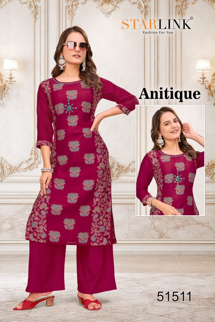 Antique Starlink Vertican Kurti Plazzo Set Supplier India
