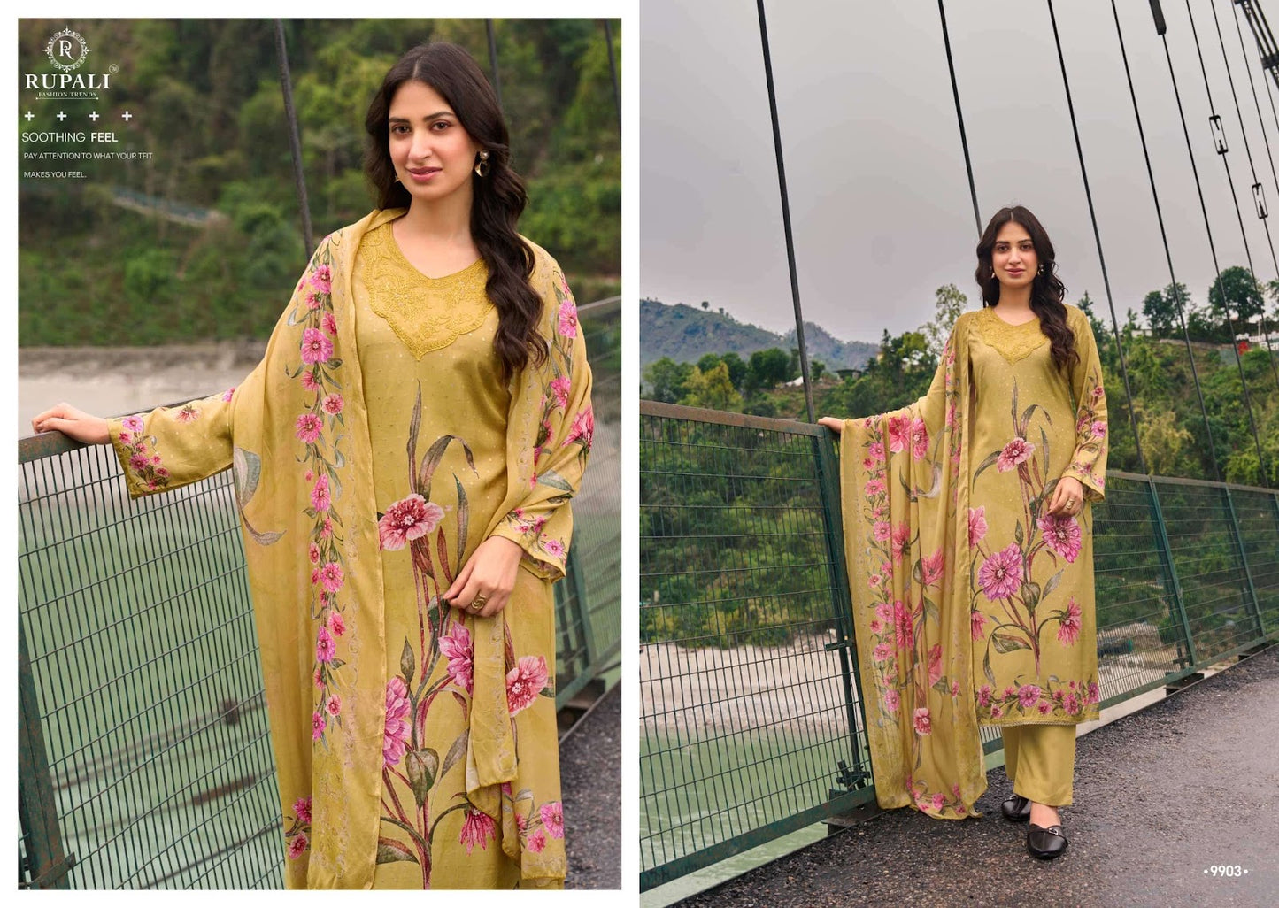 Antra Rupali Muslin Silk Pant Style Suits Wholesaler Gujarat