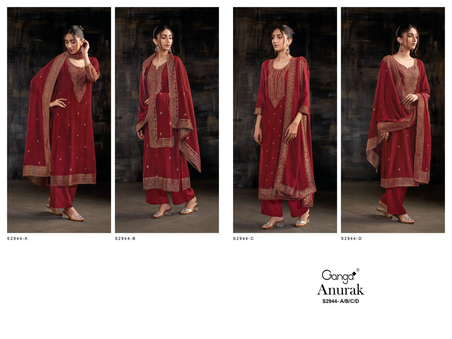 Anurak 2944 Ganga Pashmina Plazzo Style Suits Manufacturer India