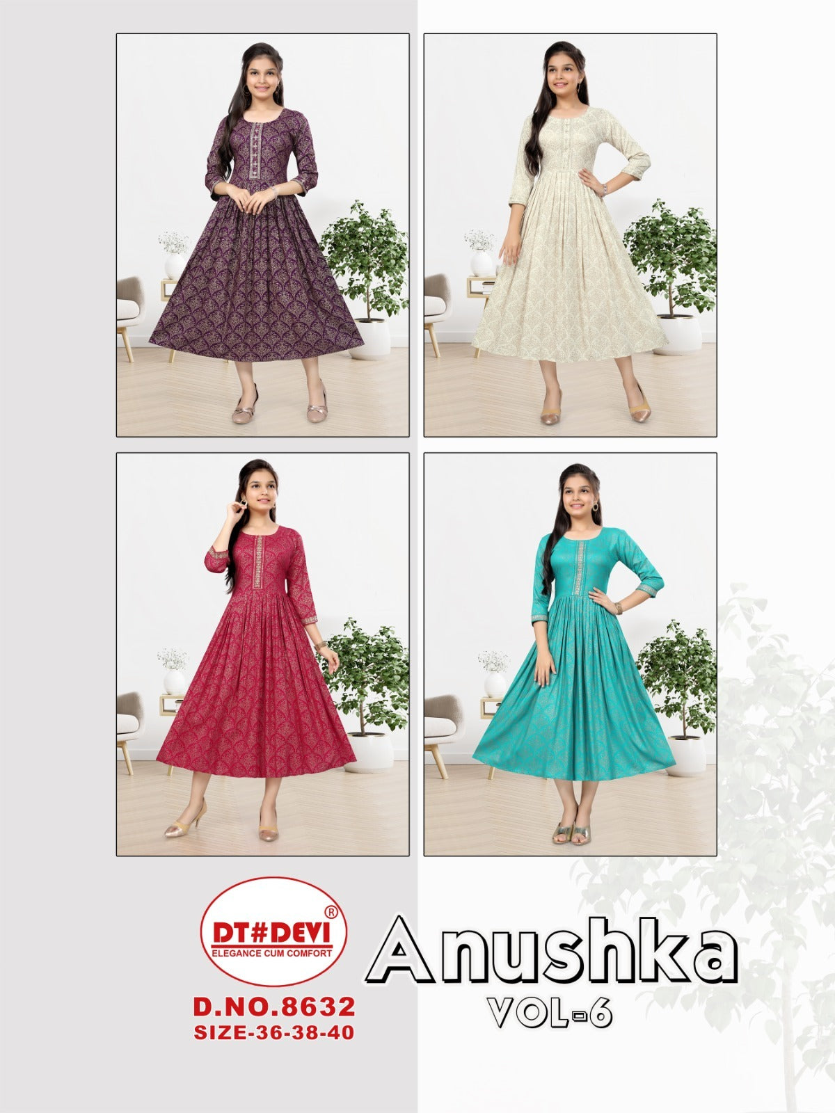 Anushka Vol 6-8632 Dt Devi Rayon Anarkali Kurtis Wholesale Price