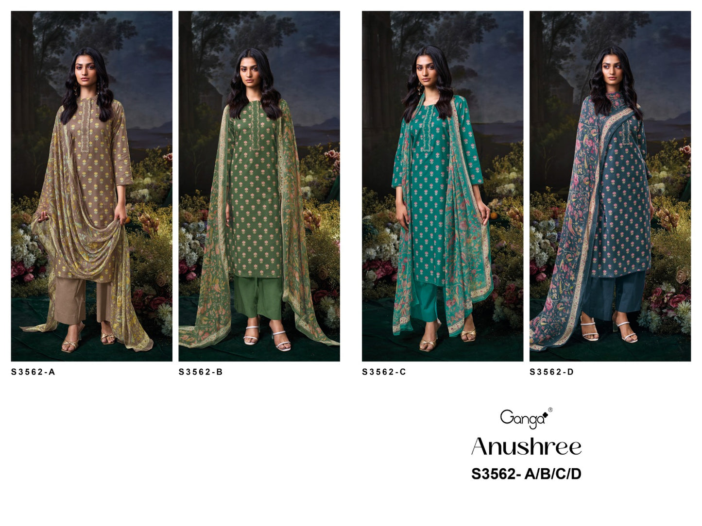 Anushree 3562 Ganga Cotton Plazzo Style Suits Wholesaler Ahmedabad
