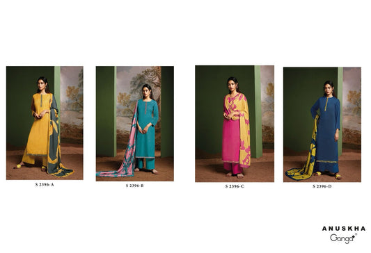 Anuskha 2396 Ganga Cotton Silk Plazzo Style Suits Supplier Ahmedabad