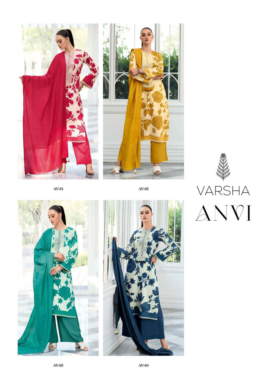 Anvi Varsha Fashions Premium Cotton Plazzo Style Suits