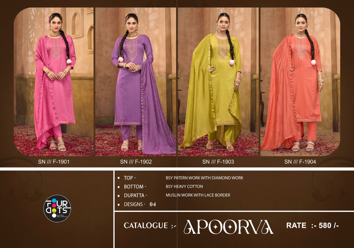 Apoorva Four Dots Bsy Pant Style Suits Manufacturer