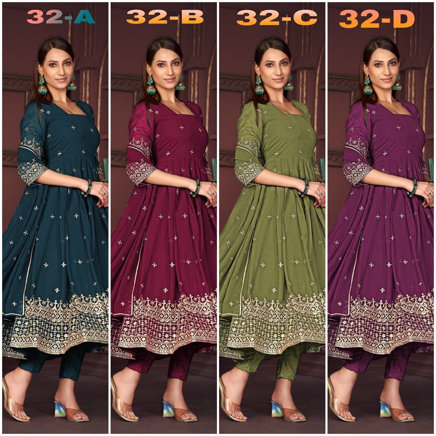 Apple 9 Starfashion Georgette Readymade Anarkali Suits Wholesaler Ahmedabad