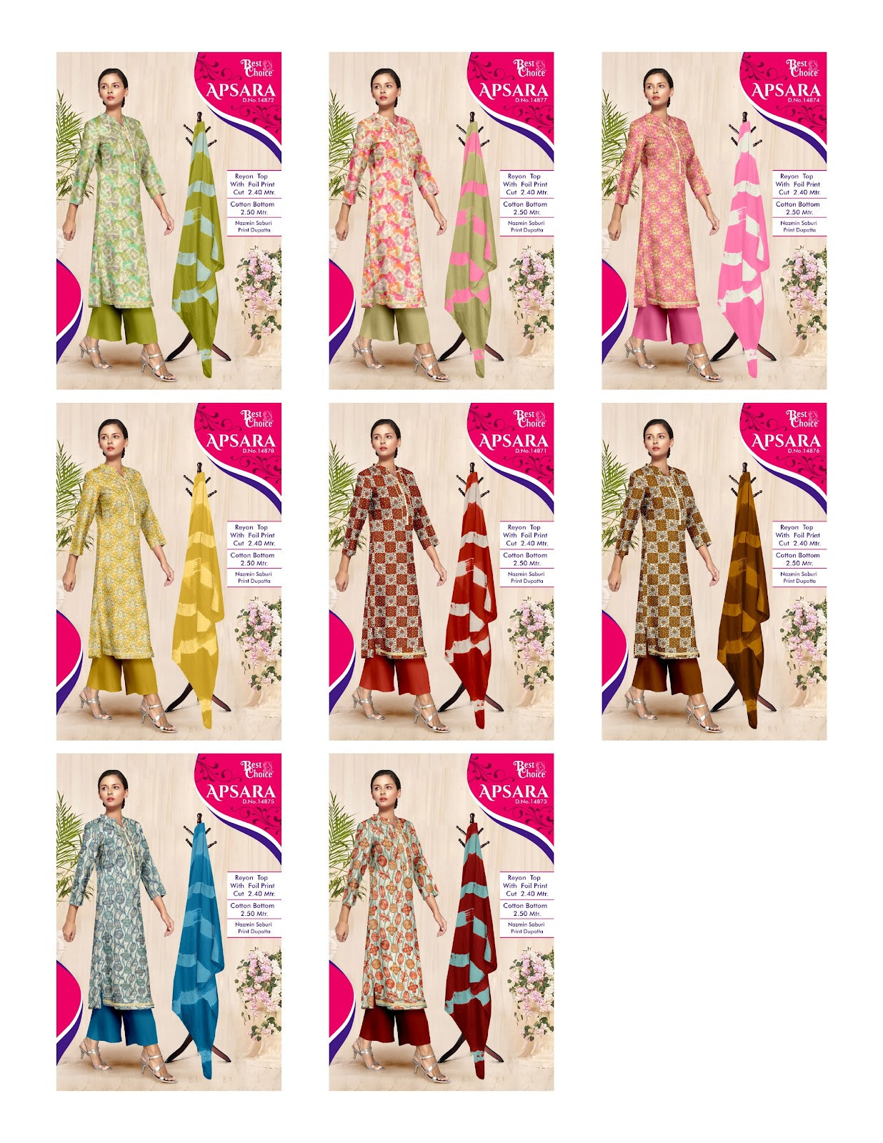 Apsara Best Choice Pure Rayon Pant Style Suits Exporter India