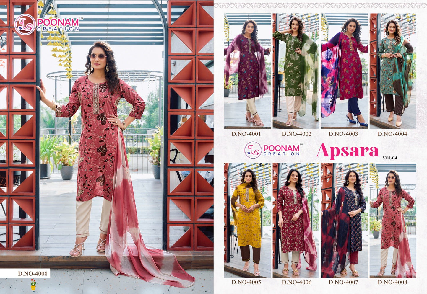 Apsara Vol 4 Poonam Designer Foil Readymade Pant Style Suits Wholesale Price