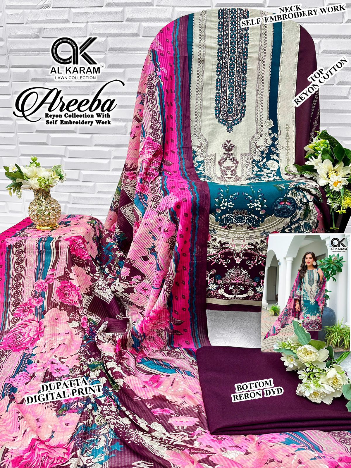 Areeba Al Karam Reyon Karachi Salwar Suits Manufacturer Ahmedabad
