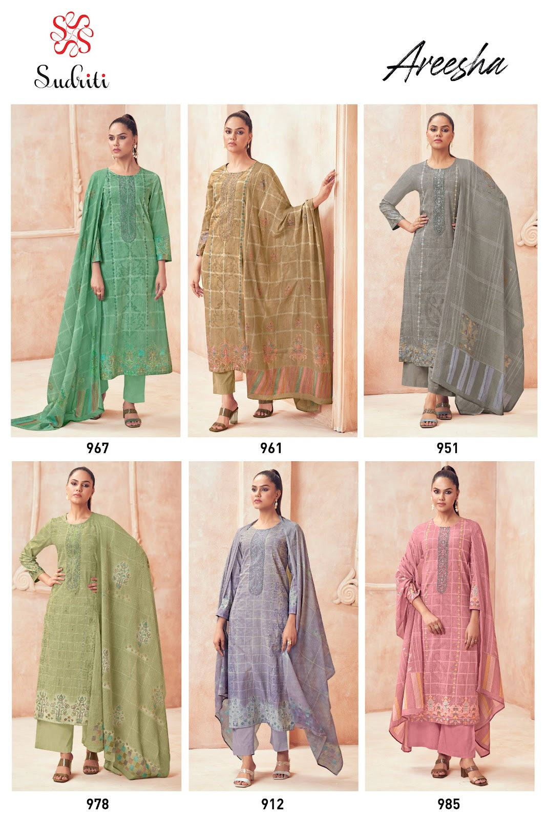 Areesha Sudriti Sahiba Cotton Lawn Pant Style Suits Wholesale Rate