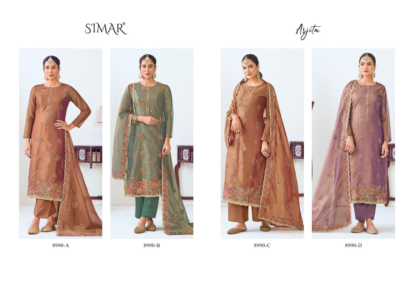 Arjita Simar Shimmer Pant Style Suits Manufacturer India