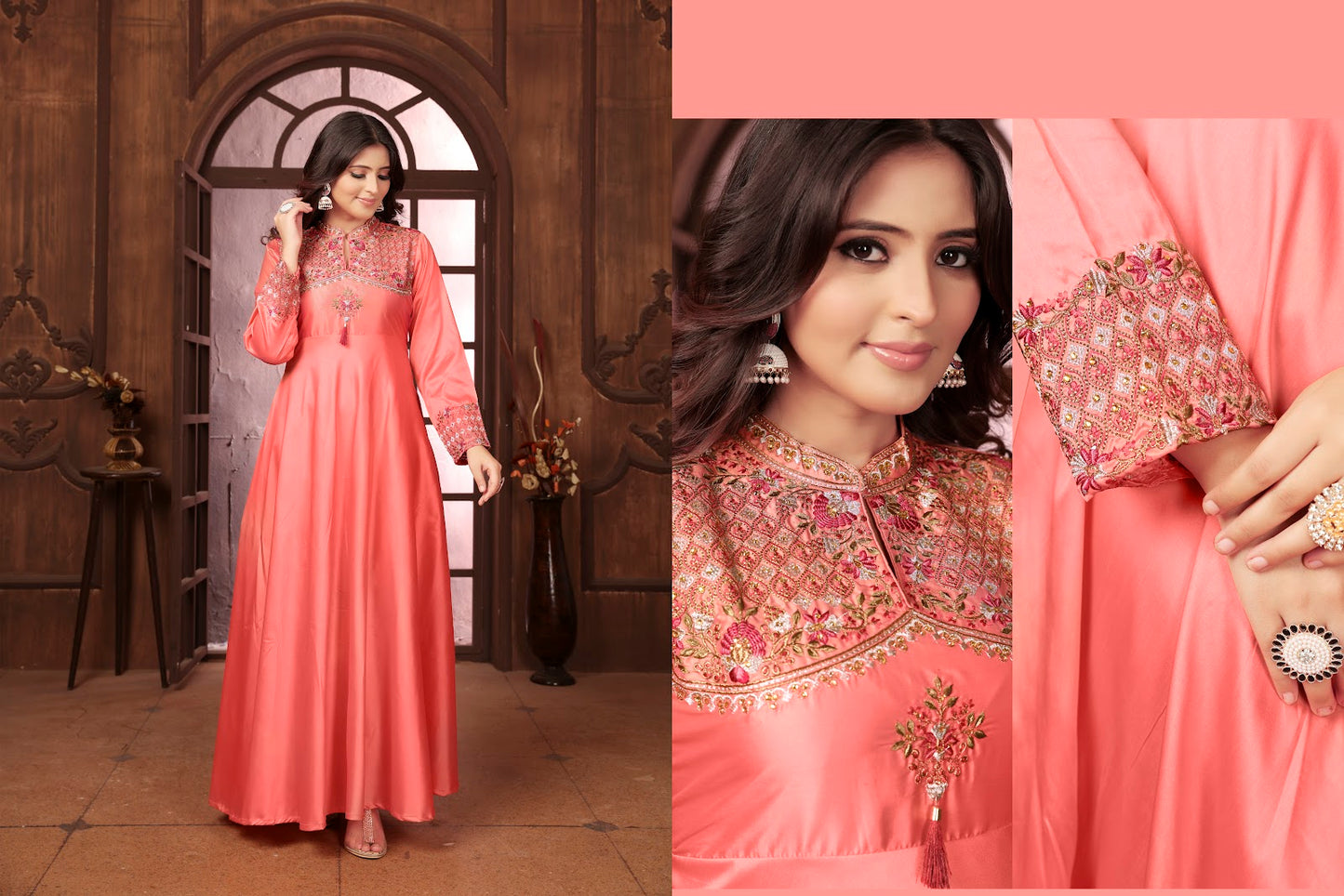 Armani Vol 2 Moksh Silk One Piece Gown Wholesaler Gujarat