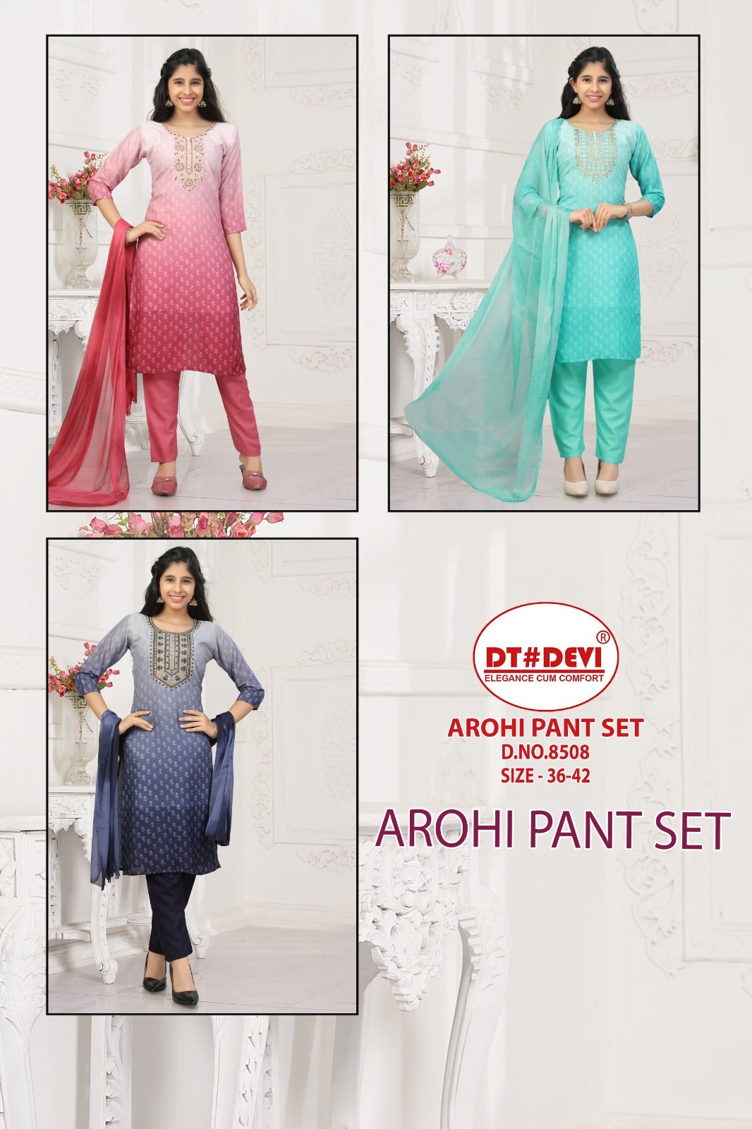 Arohi 8508 Dt Devi Cotton Slub Readymade Pant Style Suits Supplier Gujarat