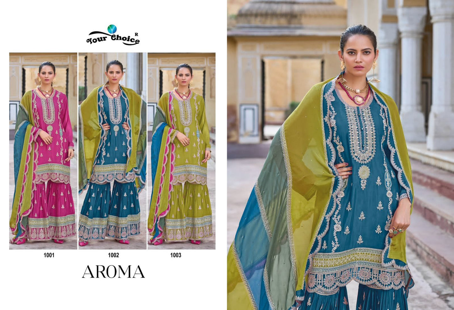 Aroma Your Choice Chinon Pakistani Readymade Suits Exporter Gujarat