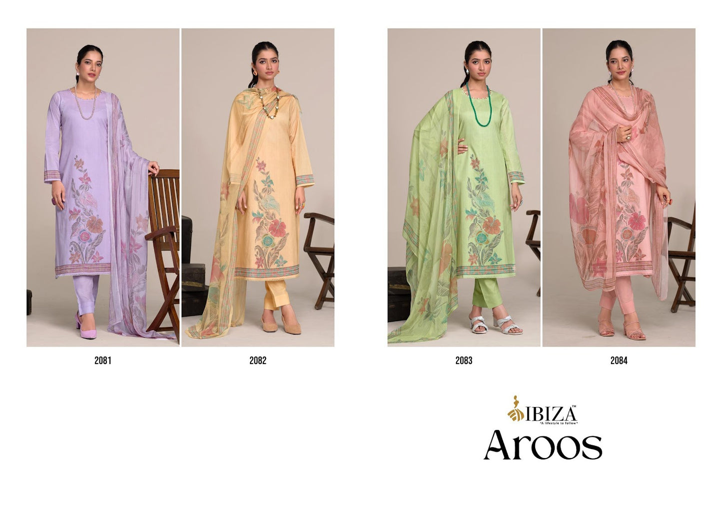 Aroos Ibiza Pure Lawn Pant Style Suits Wholesale
