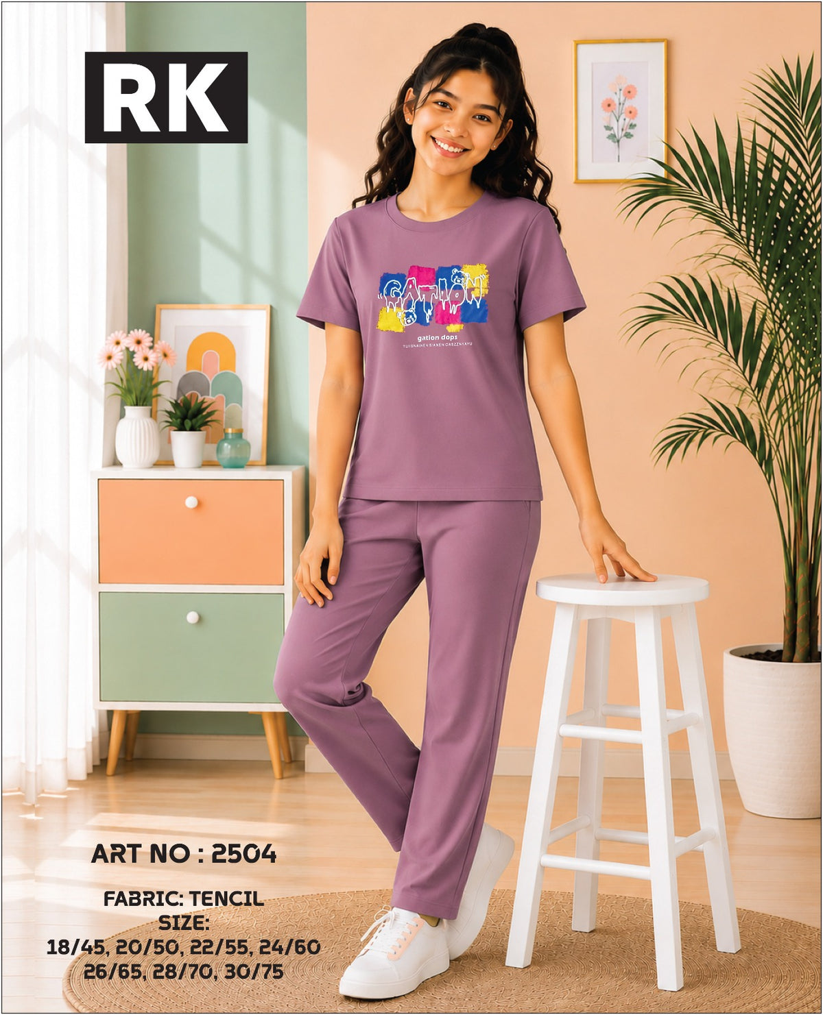 Art No 2504 Rk Tencil Lycra Girls Night Suits Exporter Ahmedabad