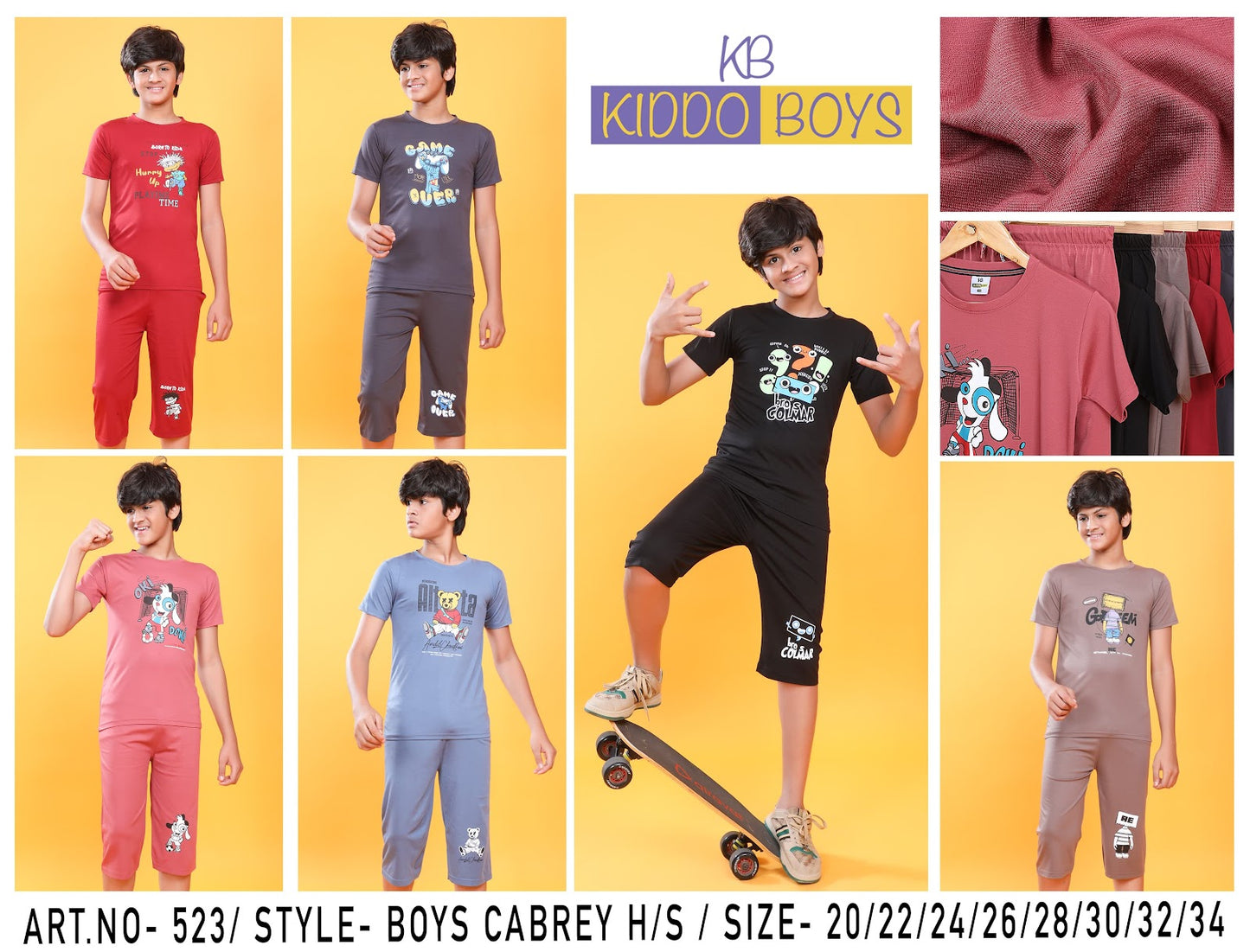 Art No 523 Kiddo Tencil Lycra Boys Capri Night Suit Manufacturer