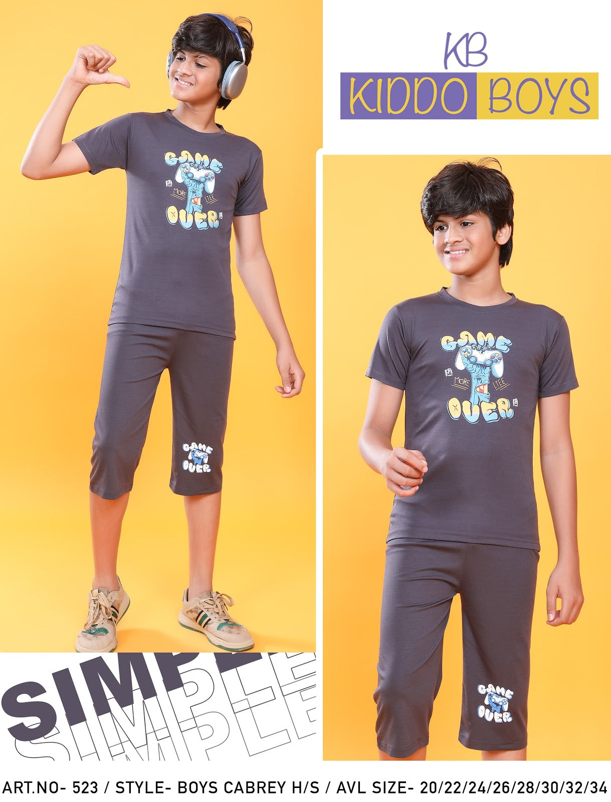 Art No 523 Kiddo Tencil Lycra Boys Capri Night Suit Manufacturer