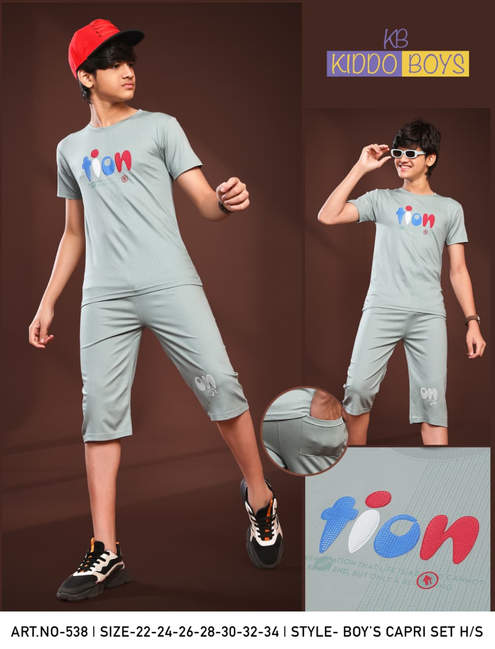 Art No 538 Kiddo Tencil Lycra Boys Capri Night Suit Wholesaler India