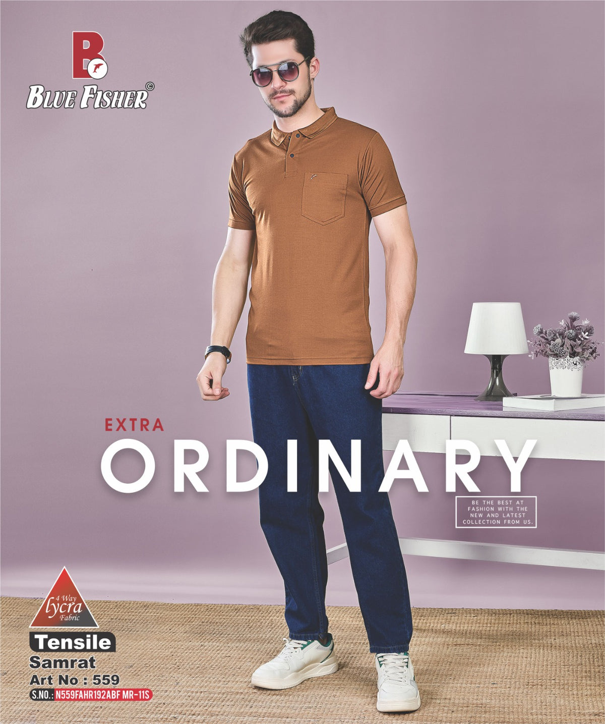 Art No 559 Collar Style Blue Fisher Tencil Mens Tshirts Wholesale Price