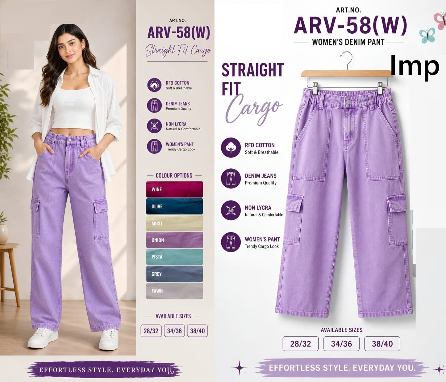 Art No Arv-58 W Imp Cotton Women Cargo Pants Wholesaler Gujarat