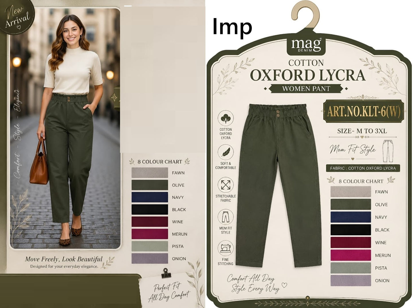 Art No Klt-6 W Imp Cotton Women Pants Exporter