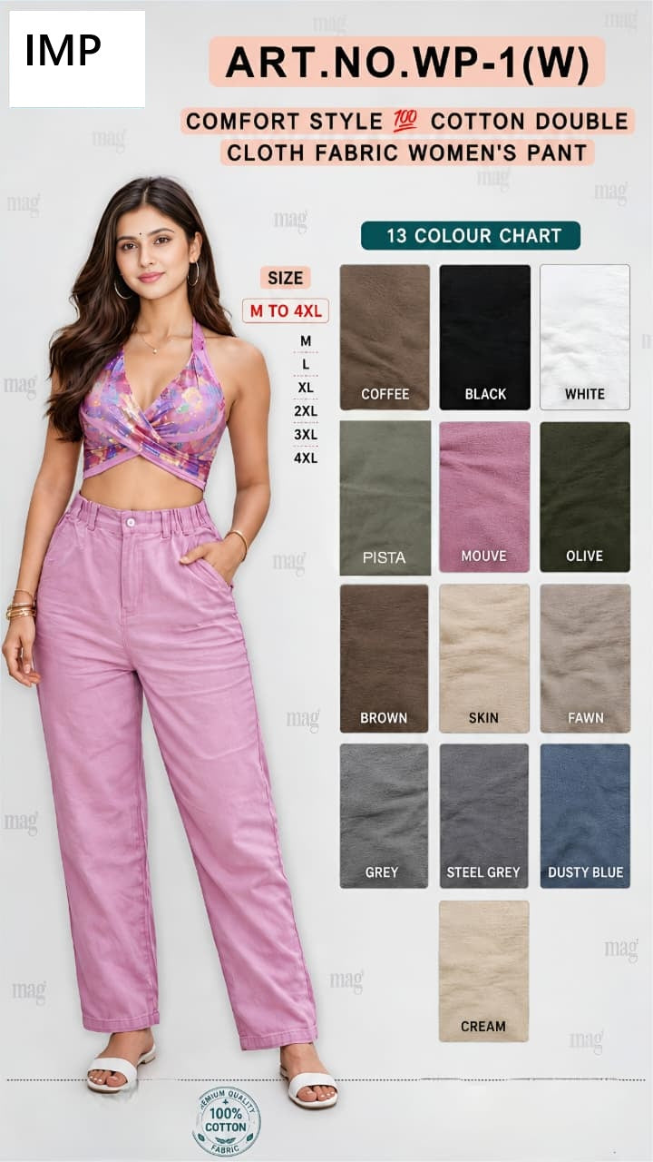 Art No Wp-1 (W) Imp Cotton Women Pants Supplier Gujarat