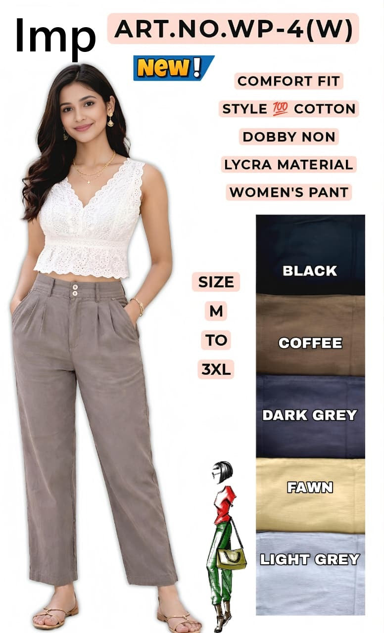 Art No Wp-4 W Imp Cotton Women Pants Supplier