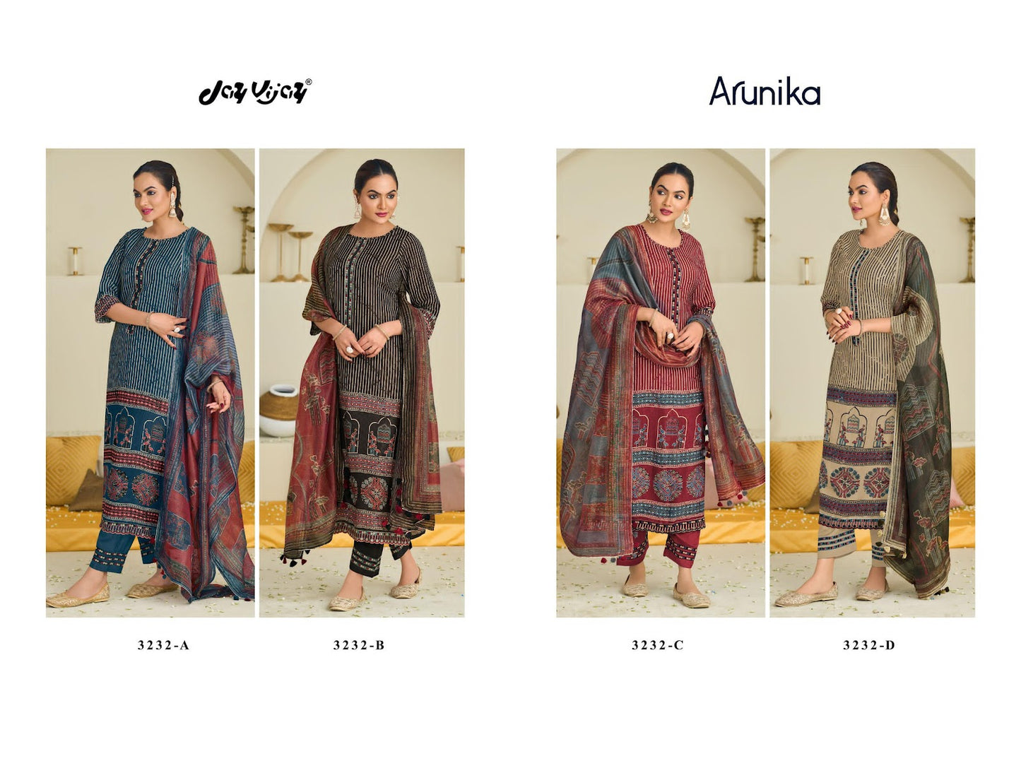 Arunika 3232 Jay Vijay Muslin Pant Style Suits Wholesale Rate