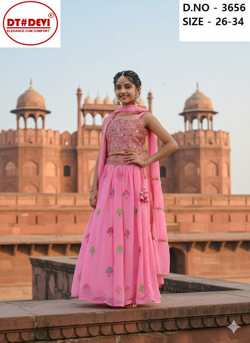 Arya Design 3656 Dt Devi Georgette Readymade Girls Lehenga Choli Manufacturer Ahmedabad