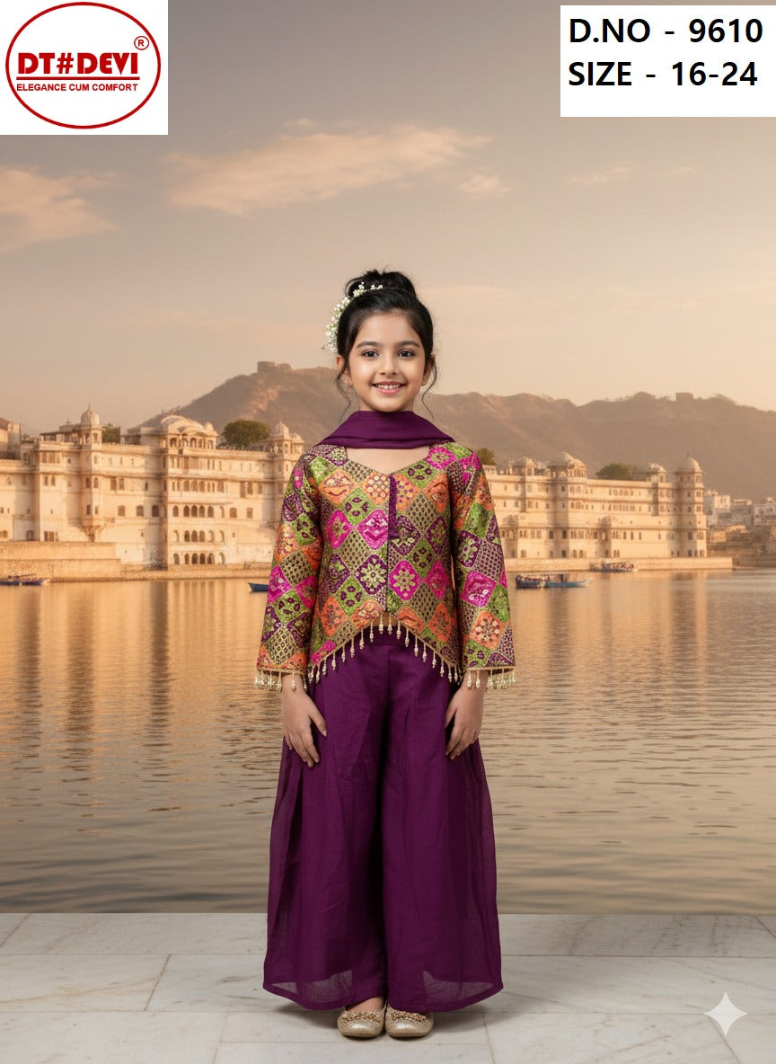 Aryaa D No 9610 Dt Devi Georgette Girls Readymade Palazzo Suits Exporter