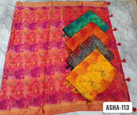 Asha 113 Kalpveli Nilgiri Chiffon Sarees Supplier India