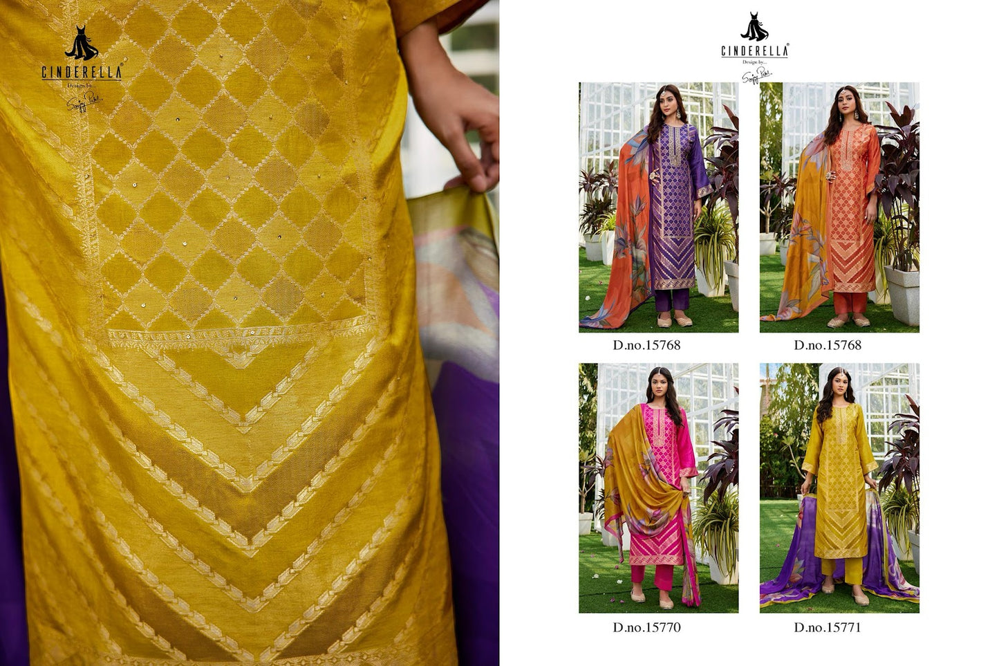 Ashki Cinderella Silk Jacquard Pant Style Suits Supplier India