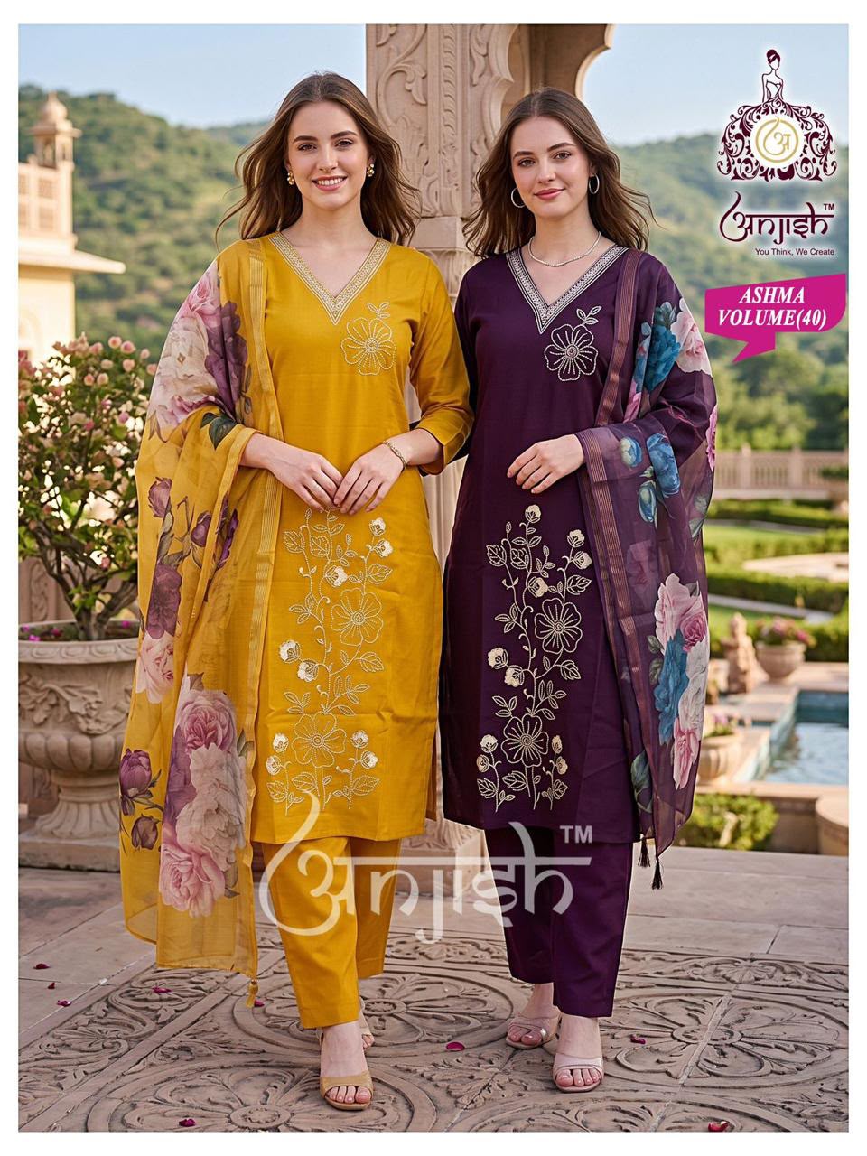Ashma Anjish Roman Silk Readymade Pant Style Suits Wholesale Price
