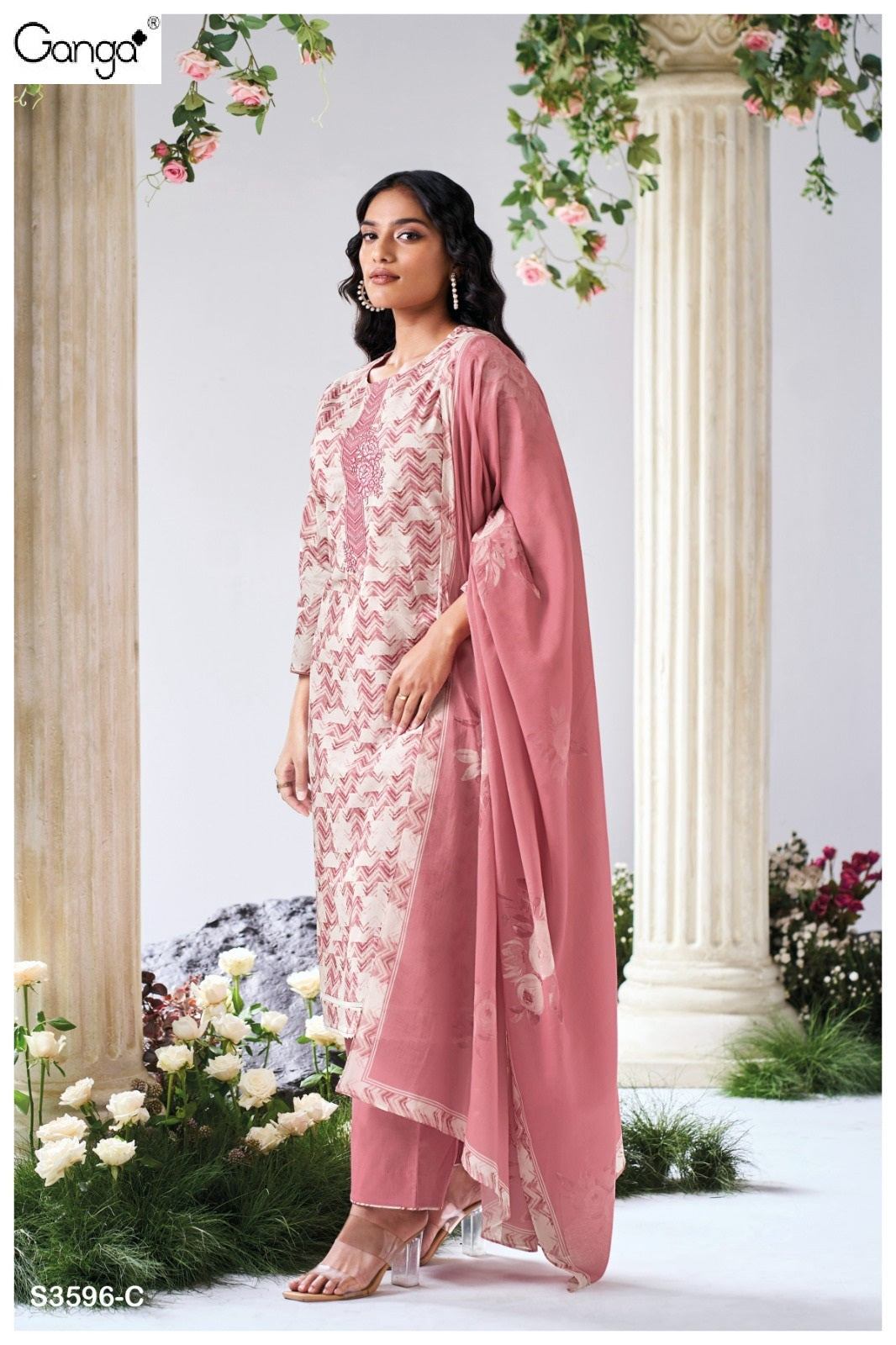 Aslesha 3596 Ganga Cotton Linen Pant Style Suits Exporter India