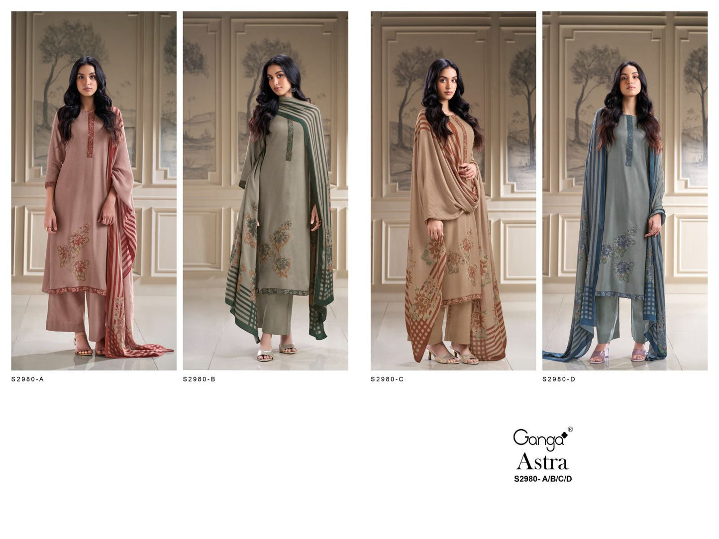 Astra S2980 Ganga Premium Pashmina Suits Exporter Gujarat