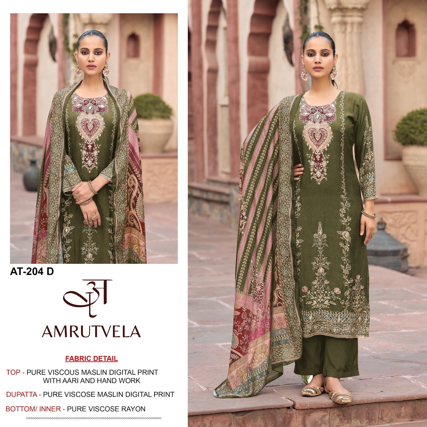 At204 Amrutvela Viscose Muslin Pakistani Salwar Suits Exporter Ahmedabad