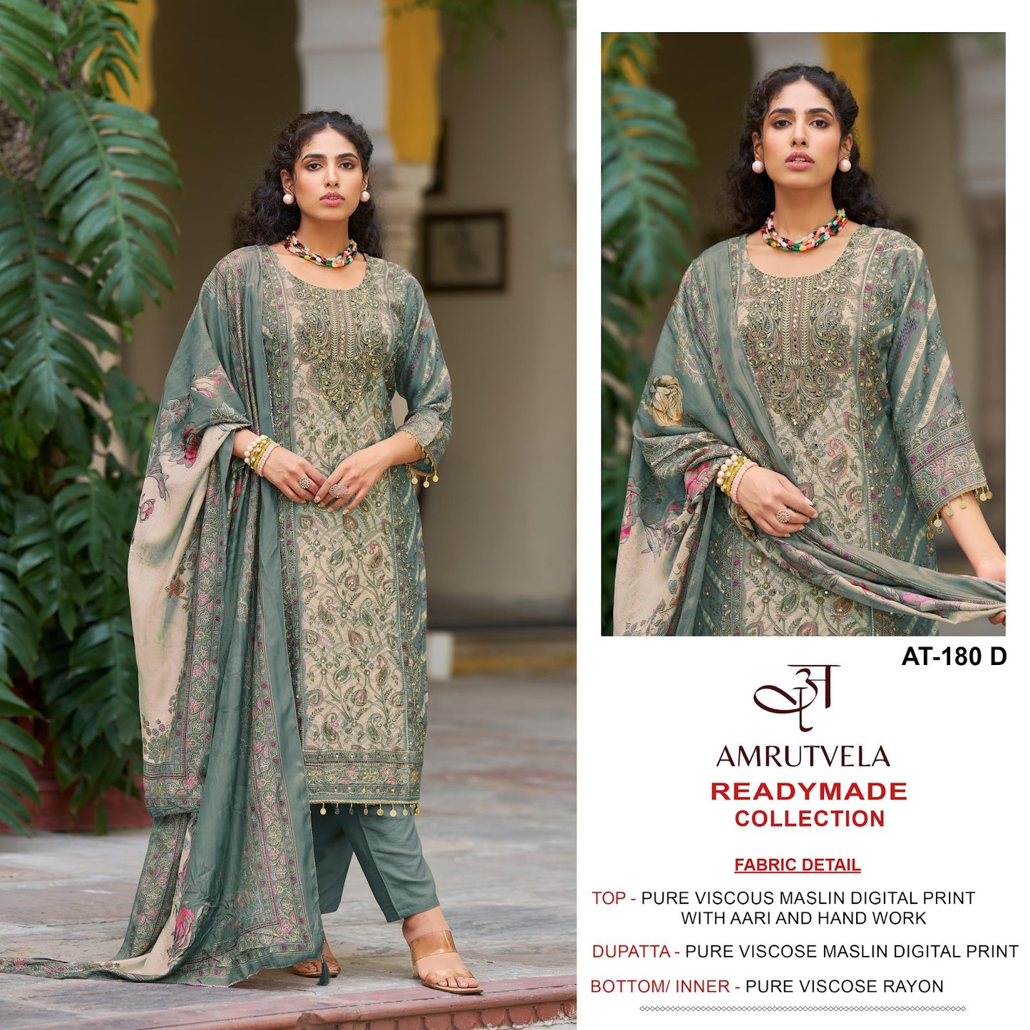 At 180 Amrutvela Viscose Muslin Pakistani Readymade Suits Wholesaler India