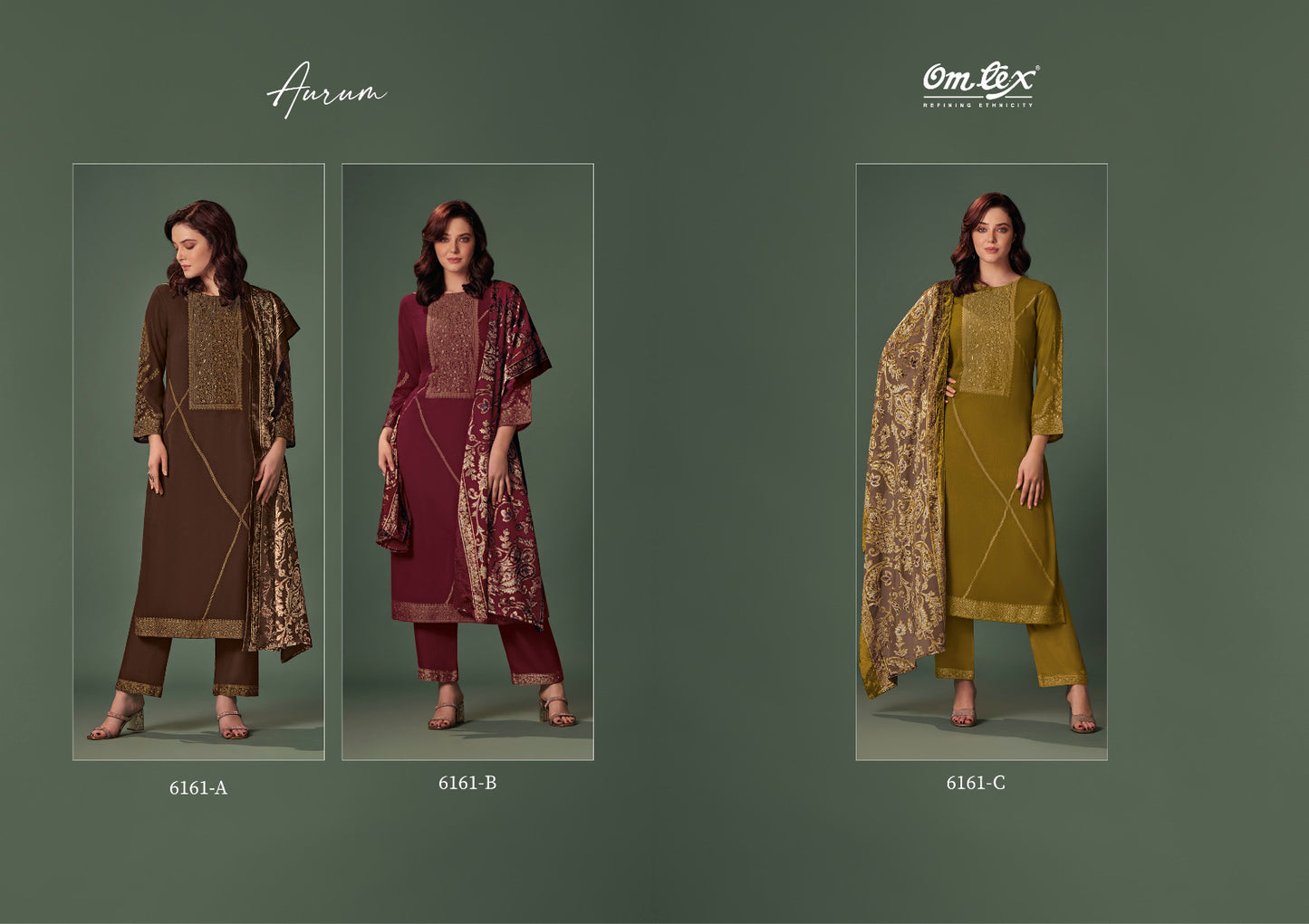 Aurum 6161 Omtex Jacquard Pashmina Suits Wholesale Rate