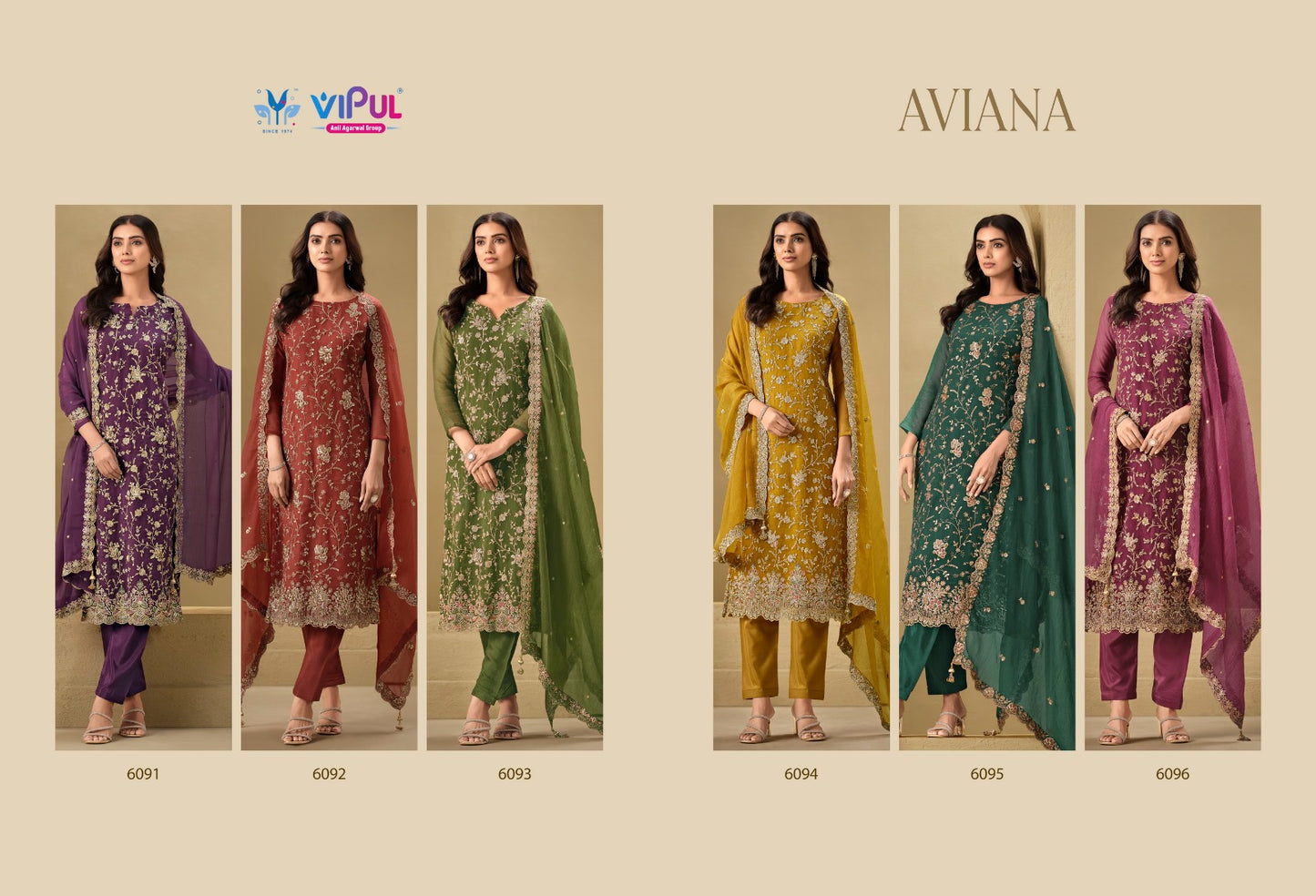 Aviana Vipul Soft Organza Pant Style Suits Supplier India