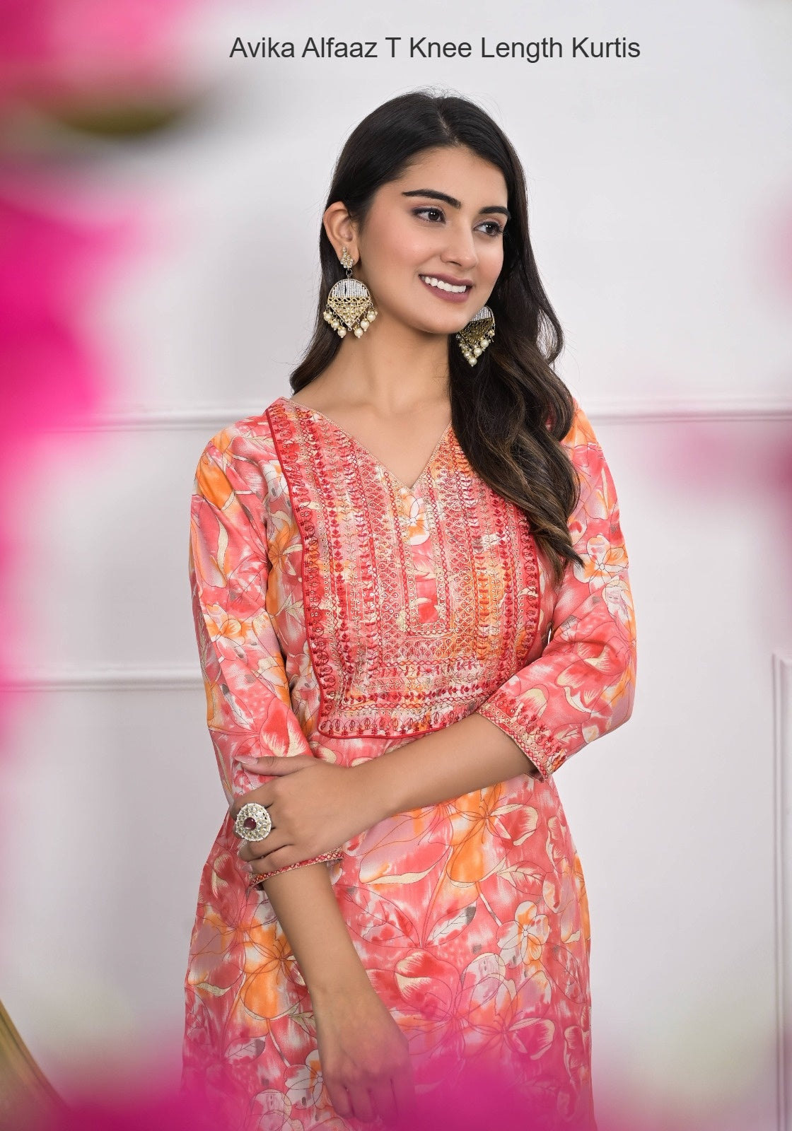 Avika Alfaaz T Chanderi Knee Length Kurtis Wholesaler Gujarat