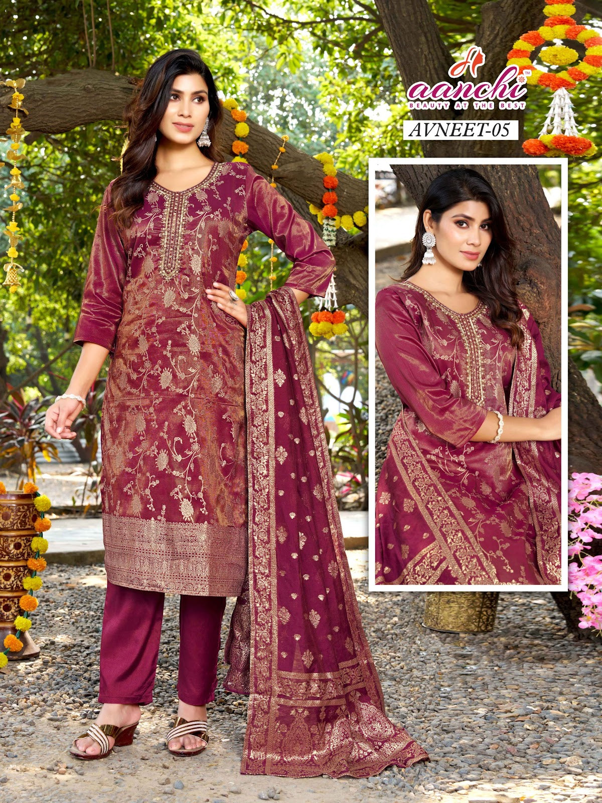 Avneet 01 To 05 Aanchi Jacquard Readymade Pant Style Suits Manufacturer