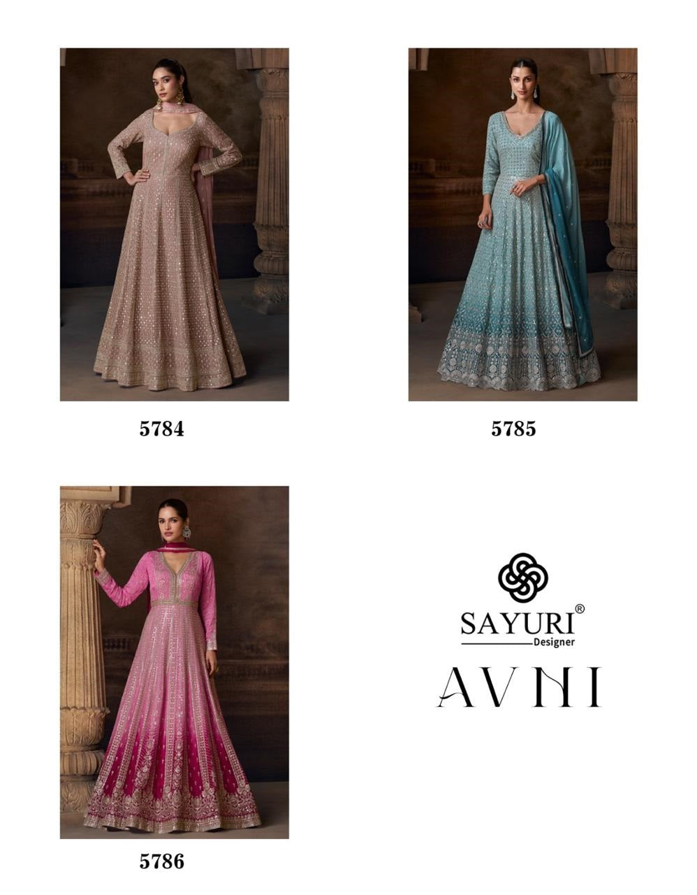 Avni Sayuri Chinon Silk Gown Dupatta Set Exporter Ahmedabad